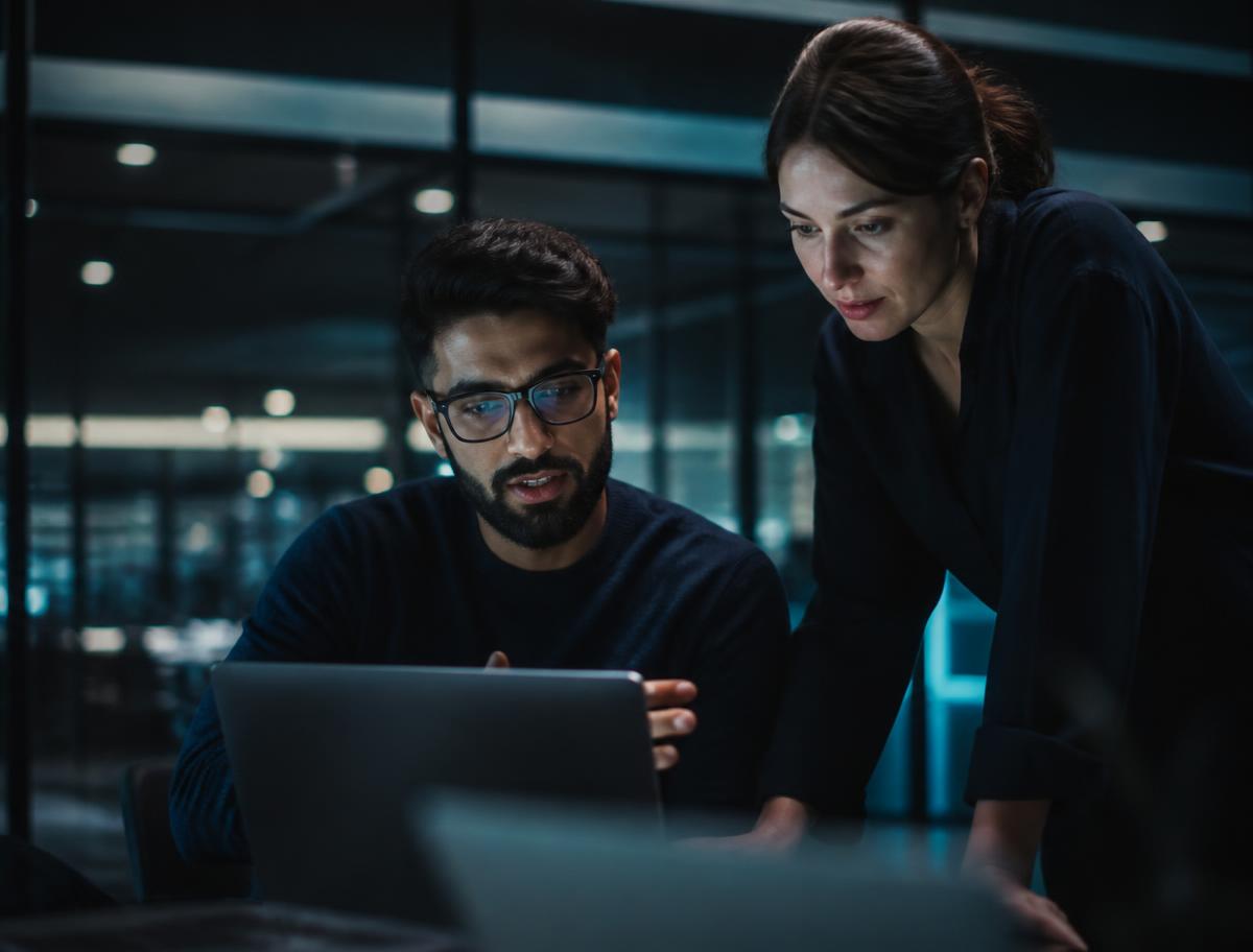 GuardExis engineers reviewing a client's IT roadmap